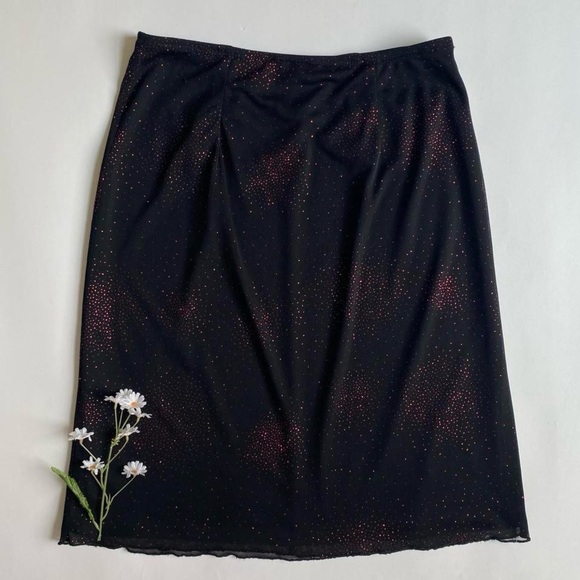 Vintage sparkly black & red midi skirt - Picture 1 of 7